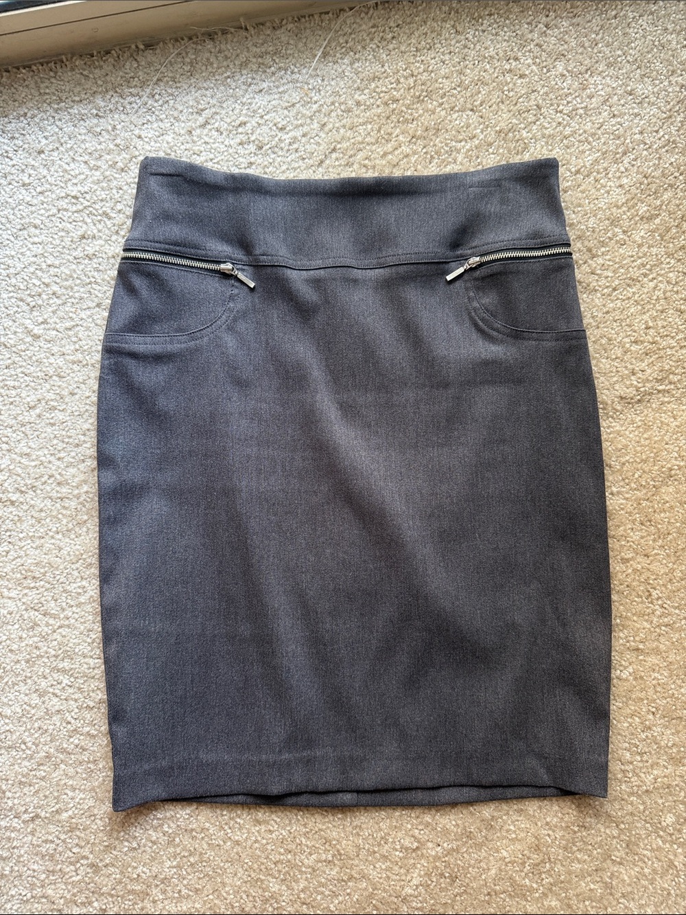 Joe B Charcoal Pencil Skirt with Front Zip Accents